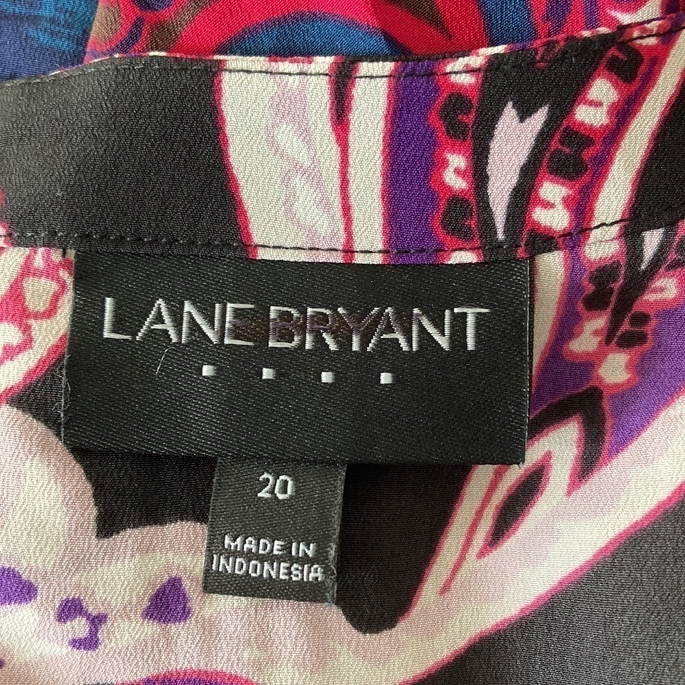 Lane Bryant Outlet 20 blouse faux wrap v-neck bell sleeves paisley - Picture 13 of 14